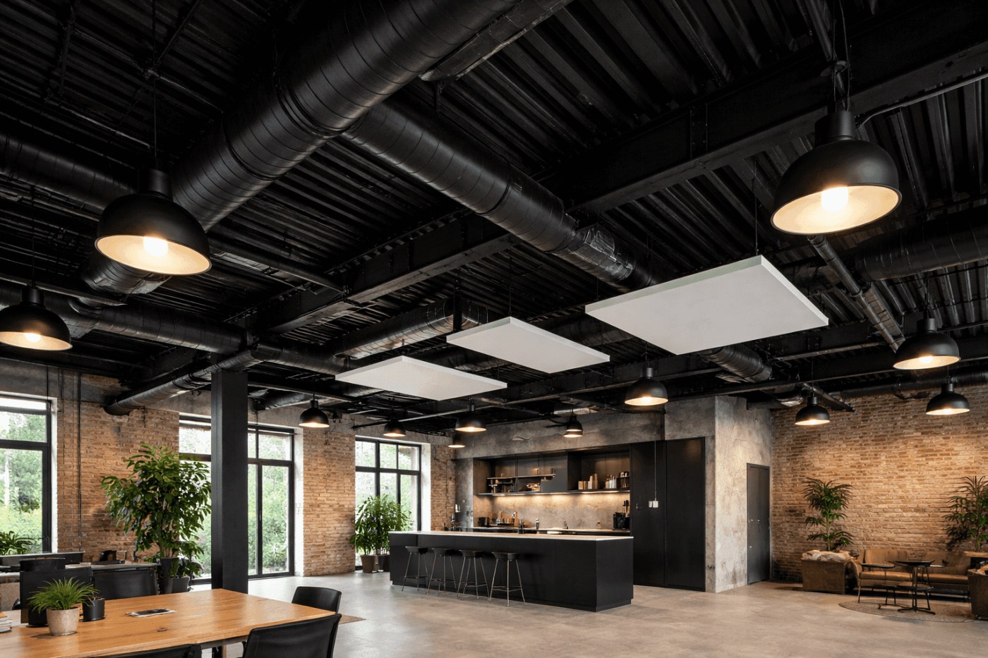 Stukadoor Alphen aan den Rijn voor woning en renovatie 3 Industrieel plafond in een bedrijfspand met professioneel aangebracht spuitwerk