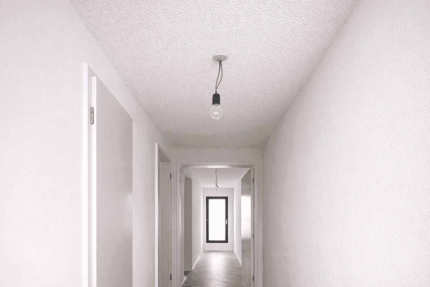 Spackplafond in de hal bij een uitgevoerde opdracht in Leiden